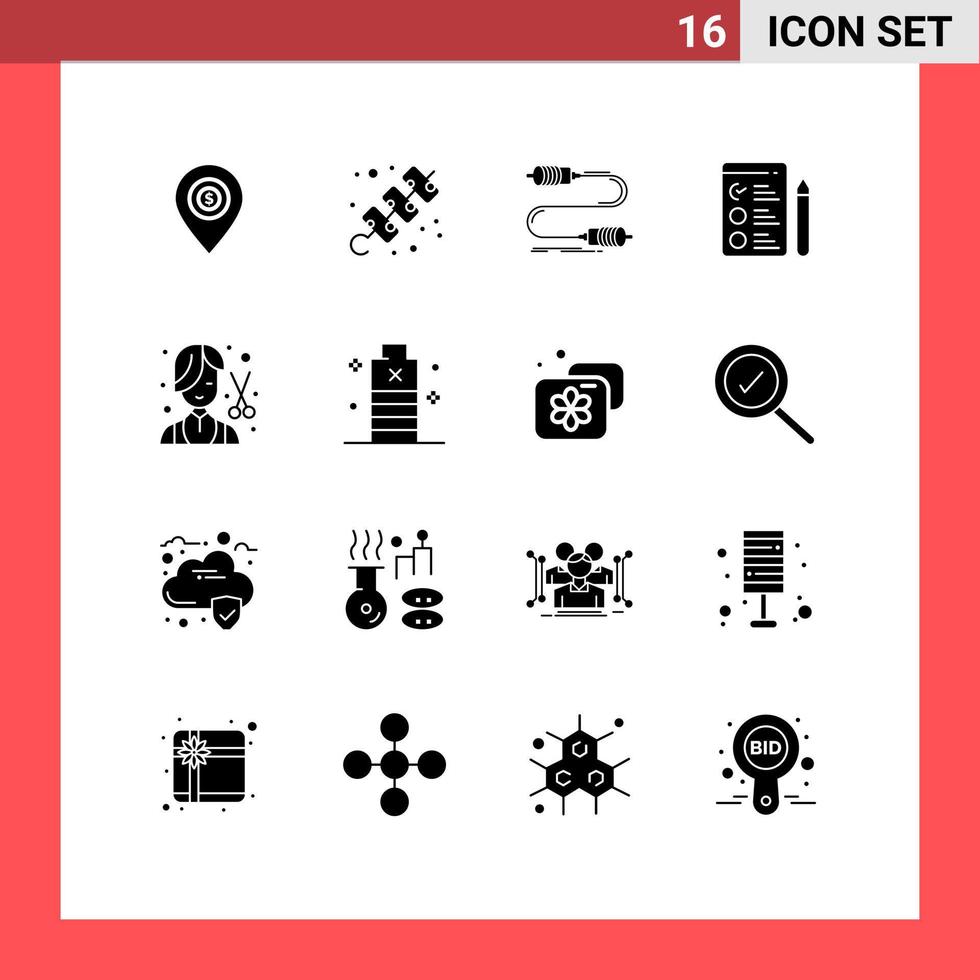 16 Creative Icons Modern Signs and Symbols of barber job travel cv marketing Editable Vector Design Elements