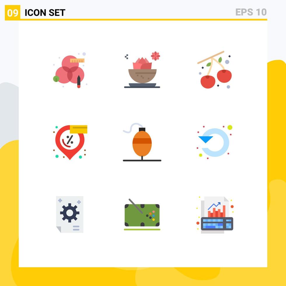 9 Flat Color concept for Websites Mobile and Apps fish shopping bowl sale discount Editable Vector Design Elements