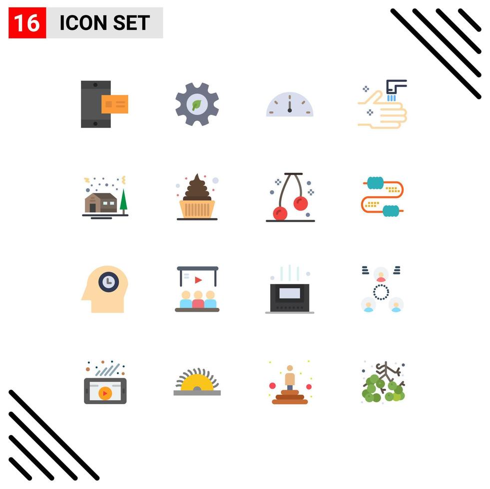 16 Universal Flat Color Signs Symbols of house tree dashboard tab faucet Editable Pack of Creative Vector Design Elements