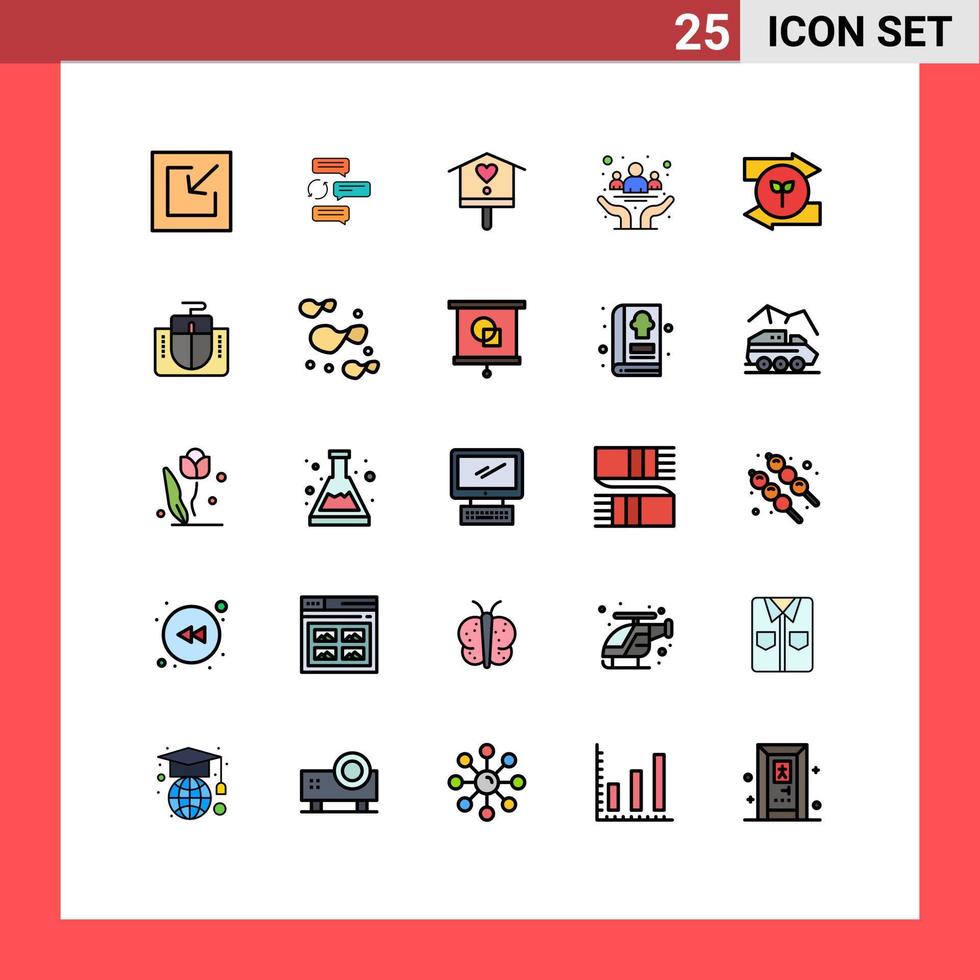 User Interface Pack of 25 Basic Filled line Flat Colors of health community robot cancer spring Editable Vector Design Elements