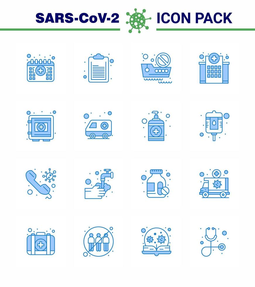 CORONAVIRUS 16 Blue Icon set on the theme of Corona epidemic contains icons such as medical nursing cruise medical healthcare viral coronavirus 2019nov disease Vector Design Elements