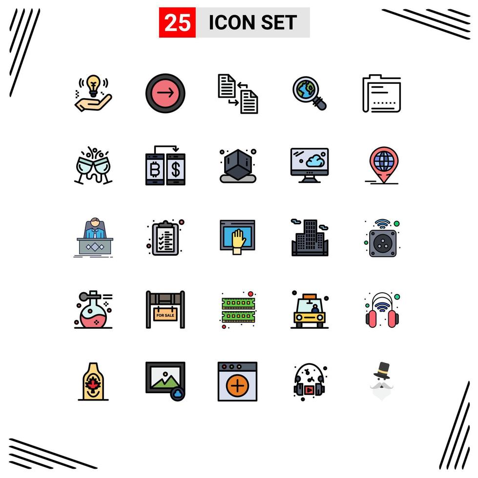 25 Universal Filled line Flat Colors Set for Web and Mobile Applications archive lost navigation ecommerce page Editable Vector Design Elements