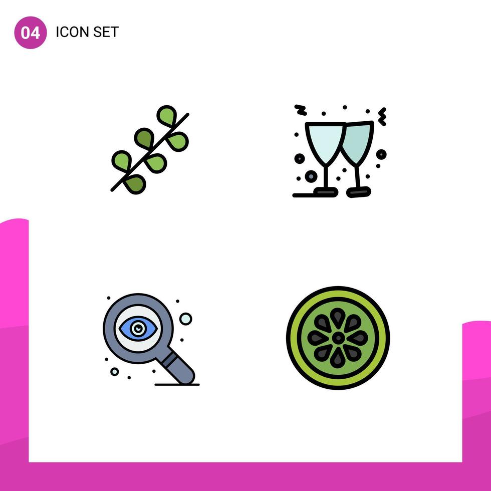 4 Creative Icons Modern Signs and Symbols of catkin search spring wine eat Editable Vector Design Elements