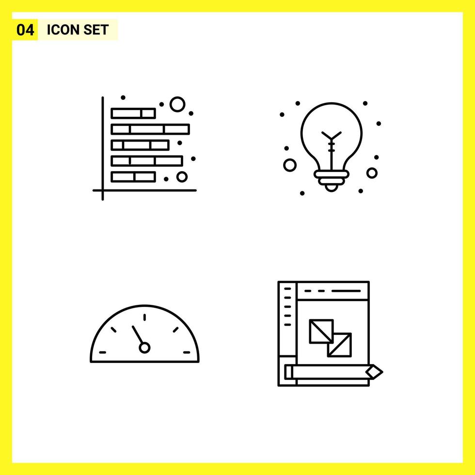 4 Icon Set Simple Line Symbols Outline Sign on White Background for Website Design Mobile Applications and Print Media vector