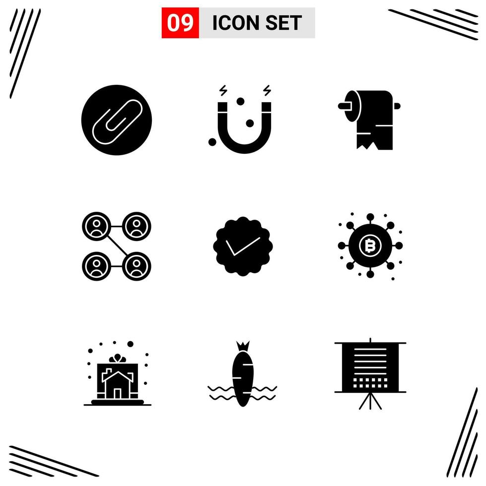 9 Icons Solid Style Grid Based Creative Glyph Symbols for Website Design Simple Solid Icon Signs Isolated on White Background 9 Icon Set vector