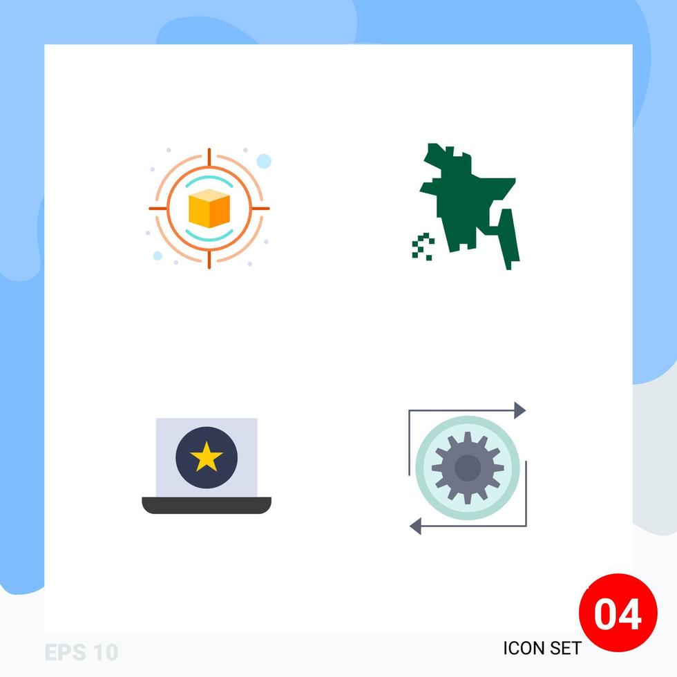 Set of 4 Modern UI Icons Symbols Signs for campaign laptop thinking bangladesh business Editable Vector Design Elements