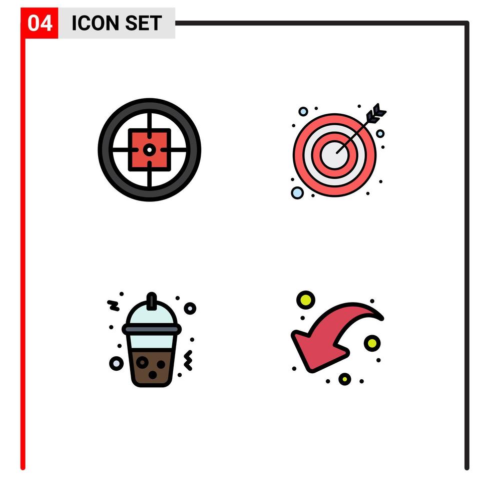 User Interface Pack of 4 Basic Filledline Flat Colors of army frappe soldier goal food Editable Vector Design Elements