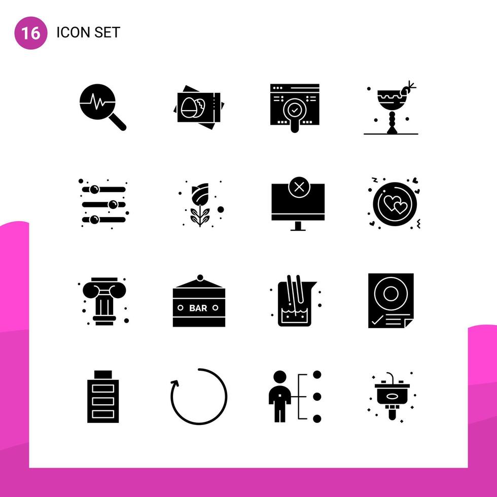 Glyph Icon set Pack of 16 Solid Icons isolated on White Background for responsive Website Design Print and Mobile Applications vector