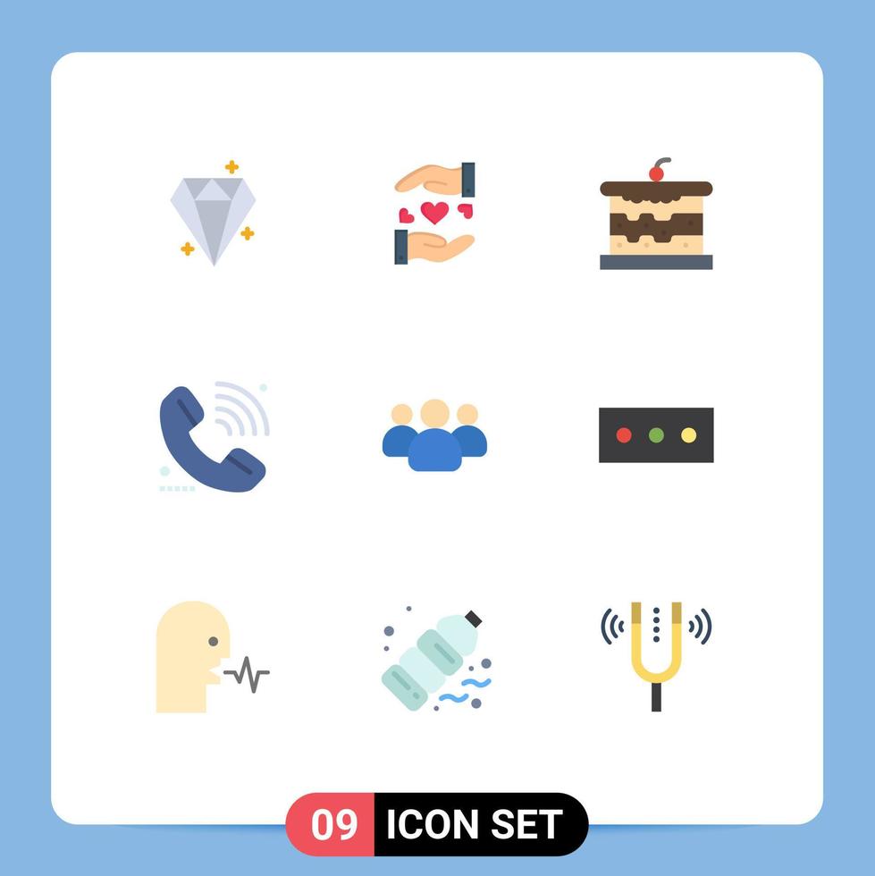 Modern Set of 9 Flat Colors and symbols such as friends signal bakery elearning call Editable Vector Design Elements