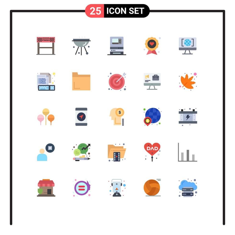 Set of 25 Modern UI Icons Symbols Signs for father badge food withdraw machine Editable Vector Design Elements