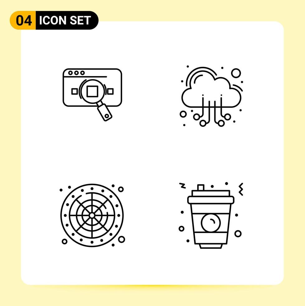 4 Creative Icons for Modern website design and responsive mobile apps 4 Outline Symbols Signs on White Background 4 Icon Pack vector