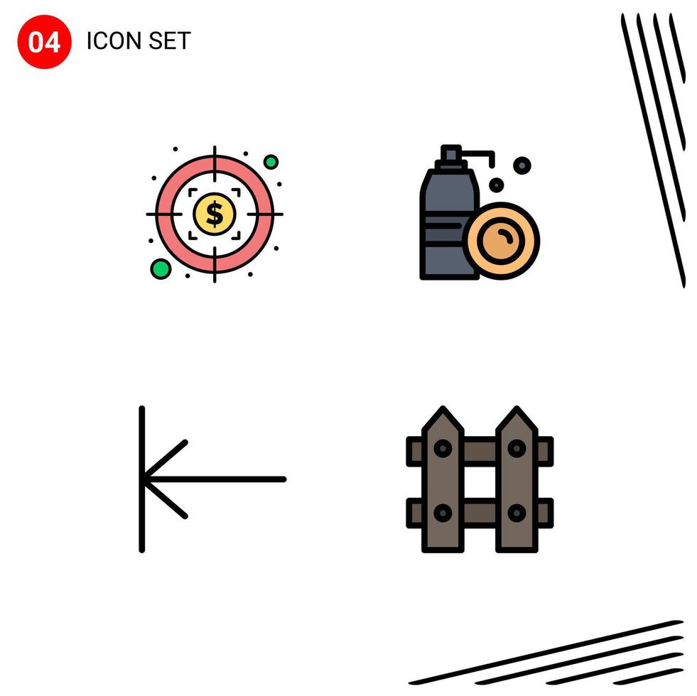 4 Universal Filledline Flat Color Signs Symbols of dollar start aerosol spray garden Editable Vector Design Elements