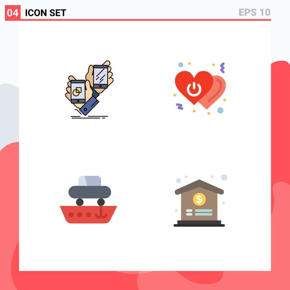 Flat Icon Pack of 4 Universal Symbols of awareness switch placement love cargo Editable Vector Design Elements