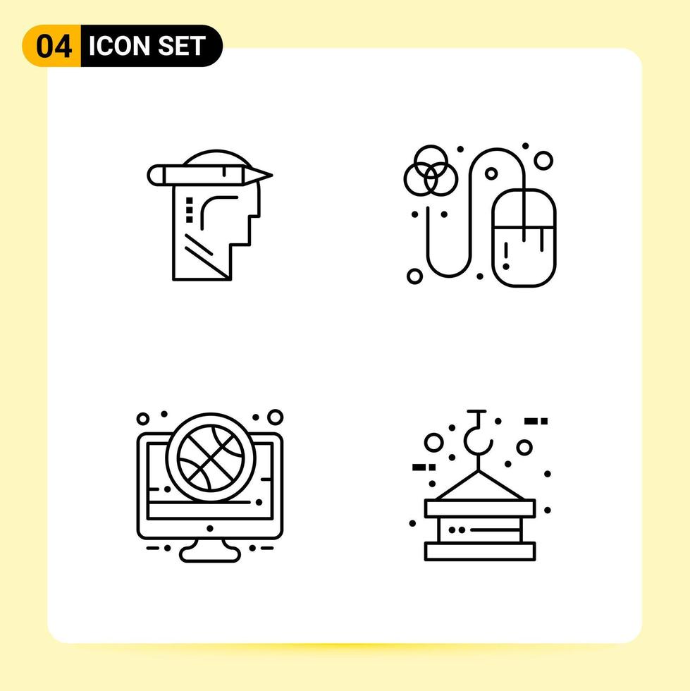 4 Creative Icons for Modern website design and responsive mobile apps 4 Outline Symbols Signs on White Background 4 Icon Pack vector