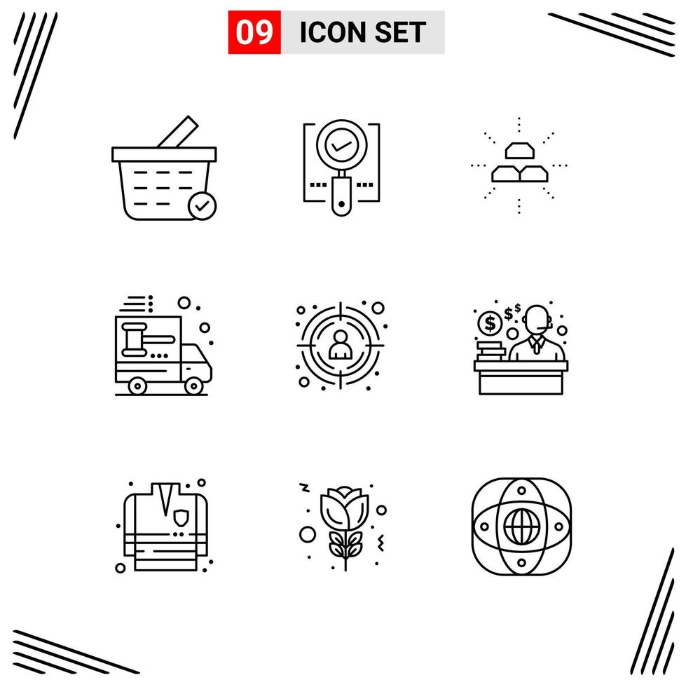 9 Icons Line Style Grid Based Creative Outline Symbols for Website Design Simple Line Icon Signs Isolated on White Background 9 Icon Set vector