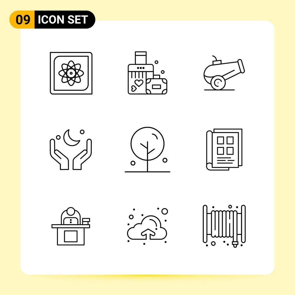 9 Creative Icons for Modern website design and responsive mobile apps 9 Outline Symbols Signs on White Background 9 Icon Pack vector