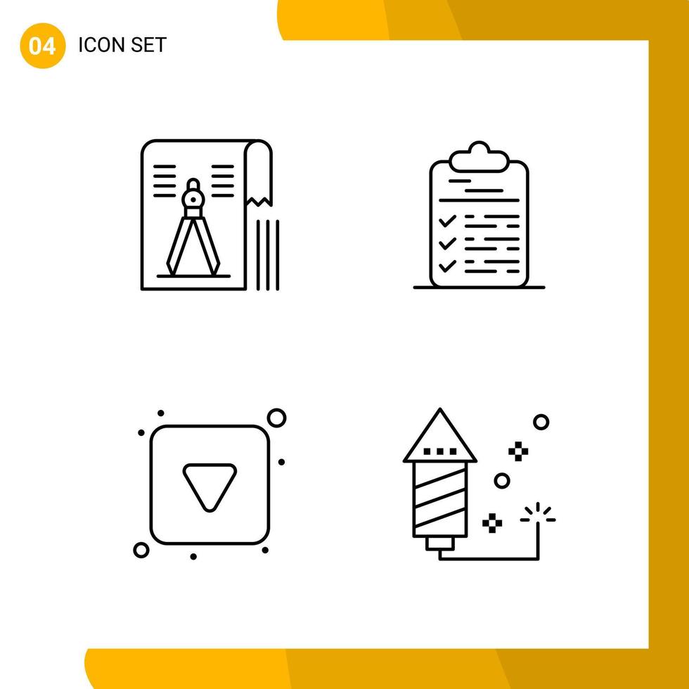 4 Icon Set Line Style Icon Pack Outline Symbols isolated on White Backgound for Responsive Website Designing vector