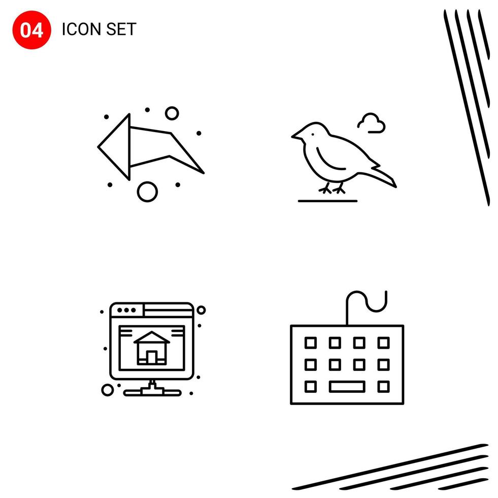 Collection of 4 Vector Icons in Line style Pixle Perfect Outline Symbols for Web and Mobile Line Icon Signs on White Background 4 Icons