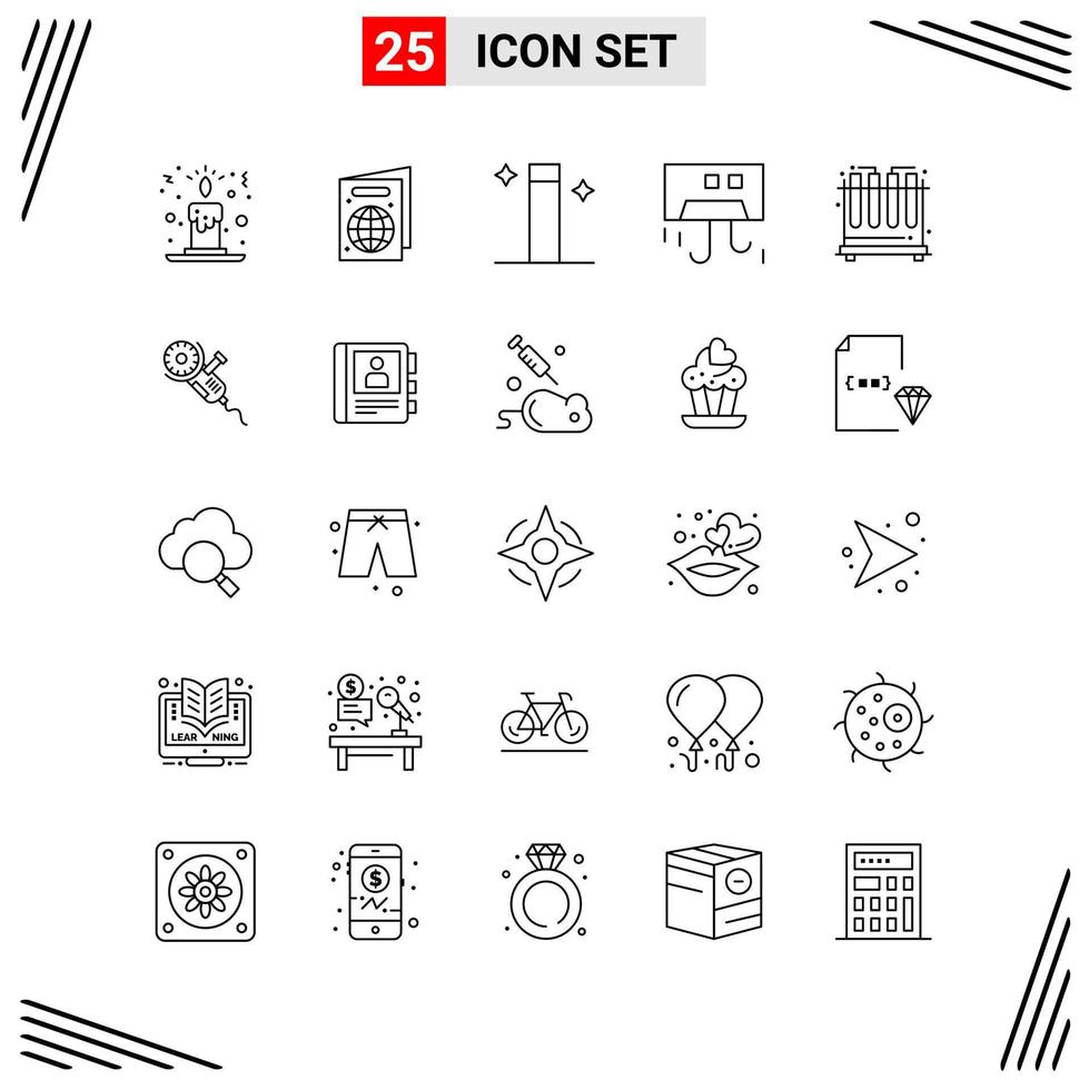 25 iconos estilo de línea cuadrícula basada en símbolos de contorno creativo para el diseño de sitios web signos de icono de línea simple aislados en fondo blanco conjunto de 25 iconos vector