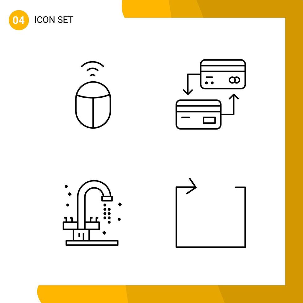 4 Icon Set Line Style Icon Pack Outline Symbols isolated on White Backgound for Responsive Website Designing vector