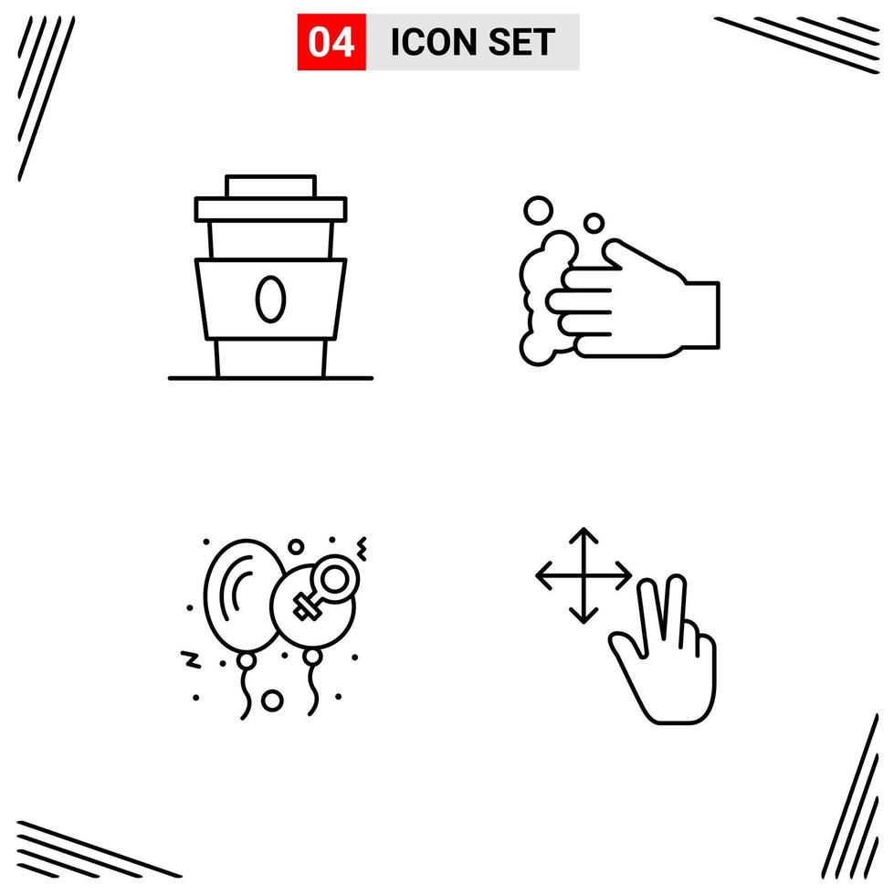 4 Icons Line Style Grid Based Creative Outline Symbols for Website Design Simple Line Icon Signs Isolated on White Background 4 Icon Set vector