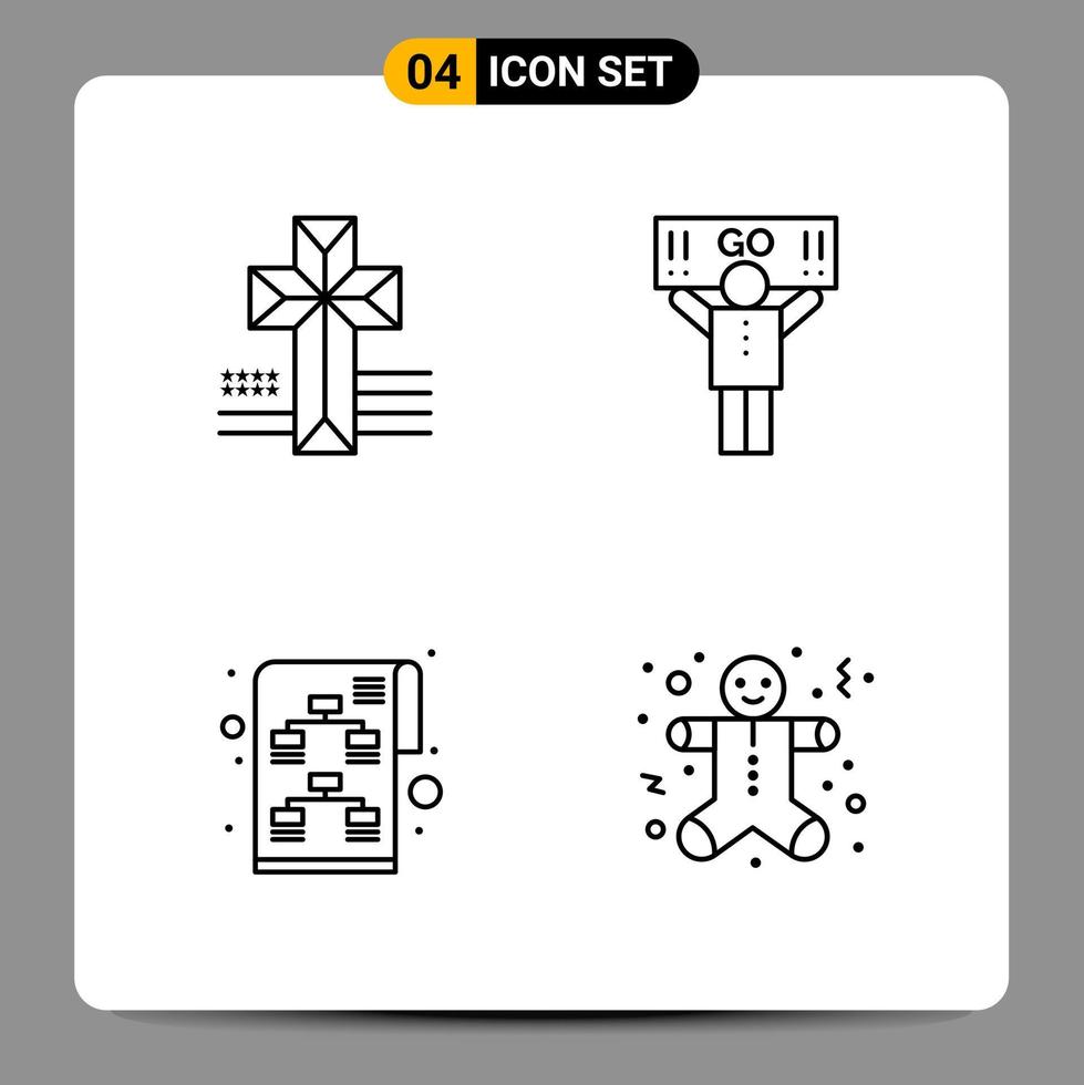 4 Black Icon Pack Outline Symbols Signs for Responsive designs on white background 4 Icons Set vector