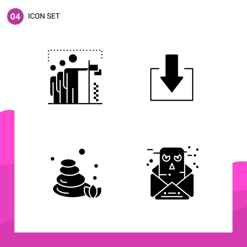 Glyph Icon set Pack of 4 Solid Icons isolated on White Background for responsive Website Design Print and Mobile Applications vector