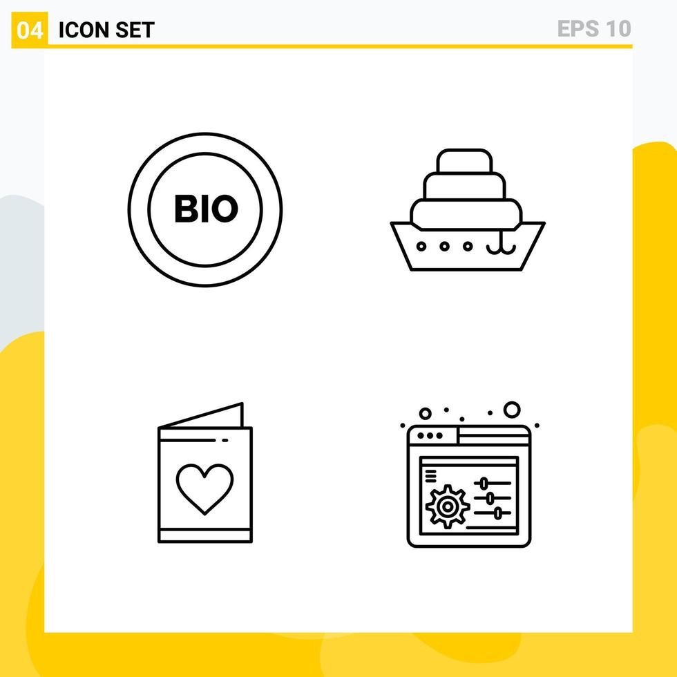 Collection of 4 Universal Line Icons Icon Set for Web and Mobile vector