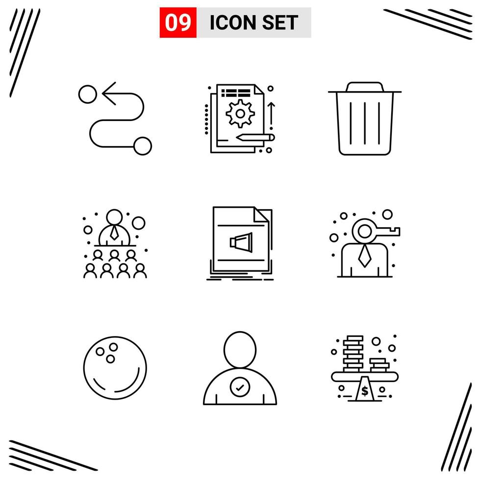 9 iconos estilo de línea cuadrícula basada en símbolos de contorno creativo para el diseño de sitios web signos de icono de línea simple aislados en fondo blanco 9 conjunto de iconos vector