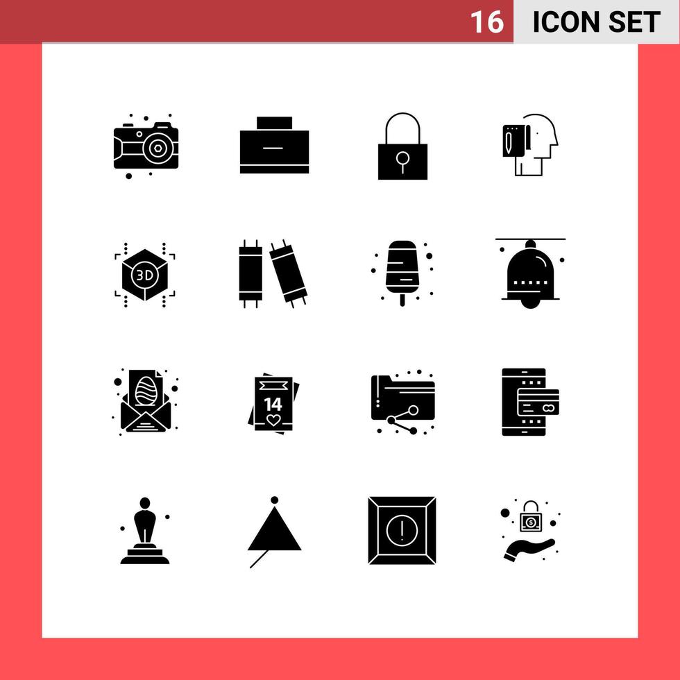 16 Creative Icons Modern Signs and Symbols of cube note lock list begin Editable Vector Design Elements