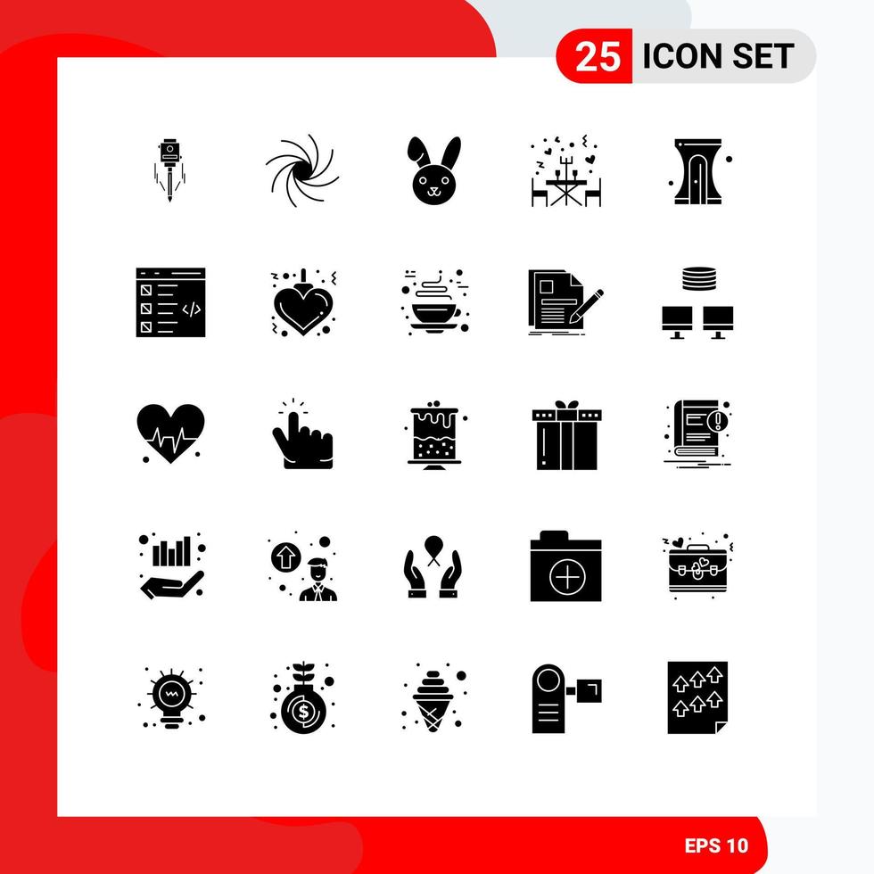 paquete de iconos vectoriales de stock de 25 signos y símbolos de línea para lápiz de regreso a la escuela bynny mesa restaurante elementos de diseño vectorial editables vector