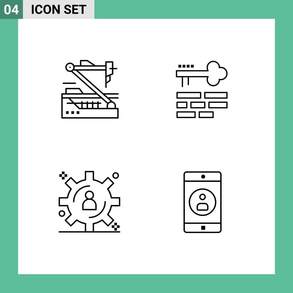 4 Line concept for Websites Mobile and Apps future big data development robot lock data management Editable Vector Design Elements