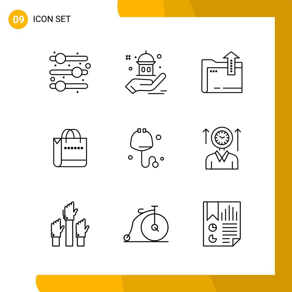 9 Icon Set Line Style Icon Pack Outline Symbols isolated on White Backgound for Responsive Website Designing vector
