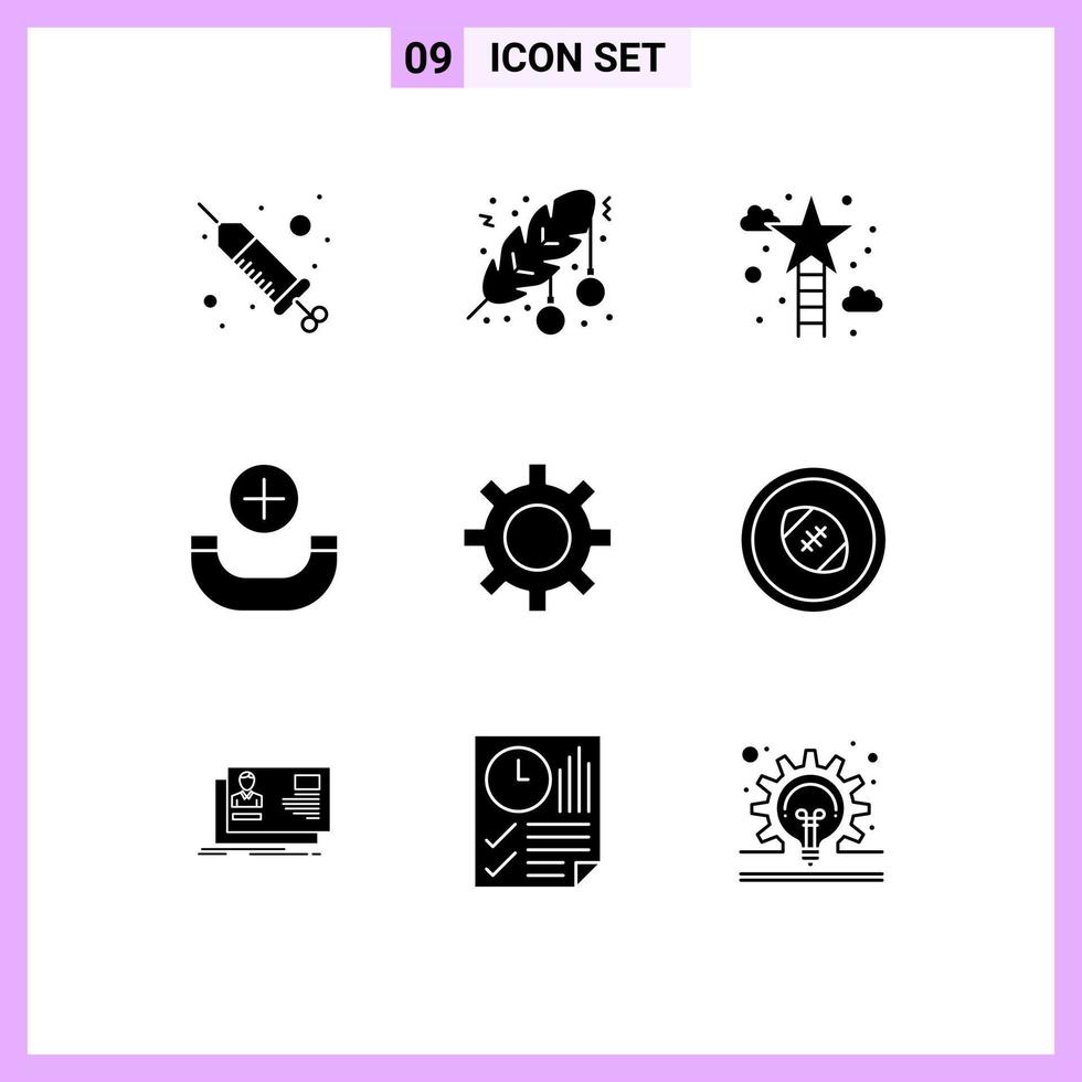 9 User Interface Solid Glyph Pack of modern Signs and Symbols of setting new leaf call success Editable Vector Design Elements