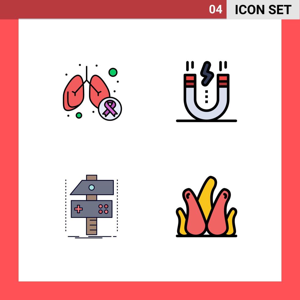 4 Creative Icons Modern Signs and Symbols of cancer snap lungs cancer design craft Editable Vector Design Elements