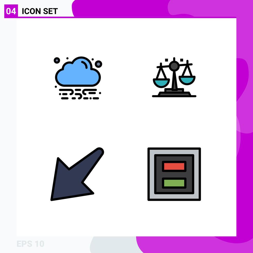 Pictogram Set of 4 Simple Filledline Flat Colors of energy left balance finance frame Editable Vector Design Elements