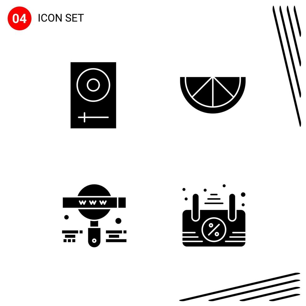 Collection of 4 Vector Icons in solid style Pixle Perfect Glyph Symbols for Web and Mobile Solid Icon Signs on White Background 4 Icons