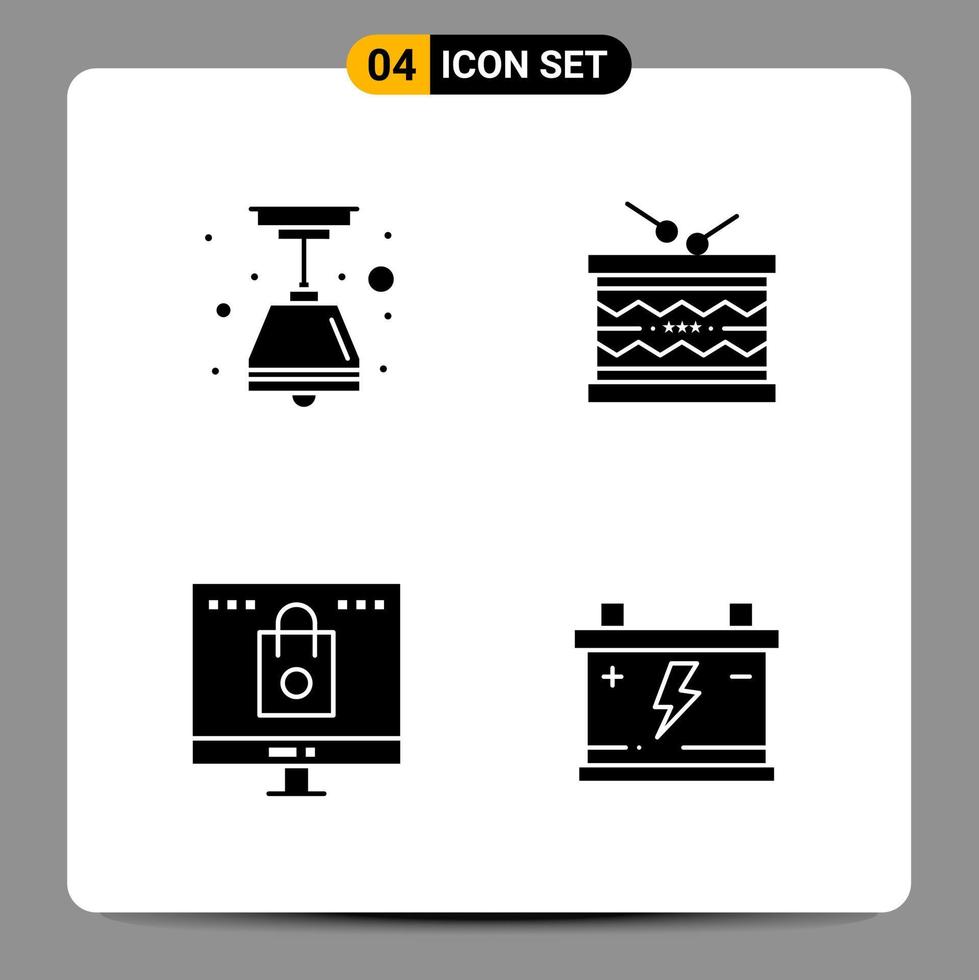4 Black Icon Pack Glyph Symbols Signs for Responsive designs on white background 4 Icons Set vector