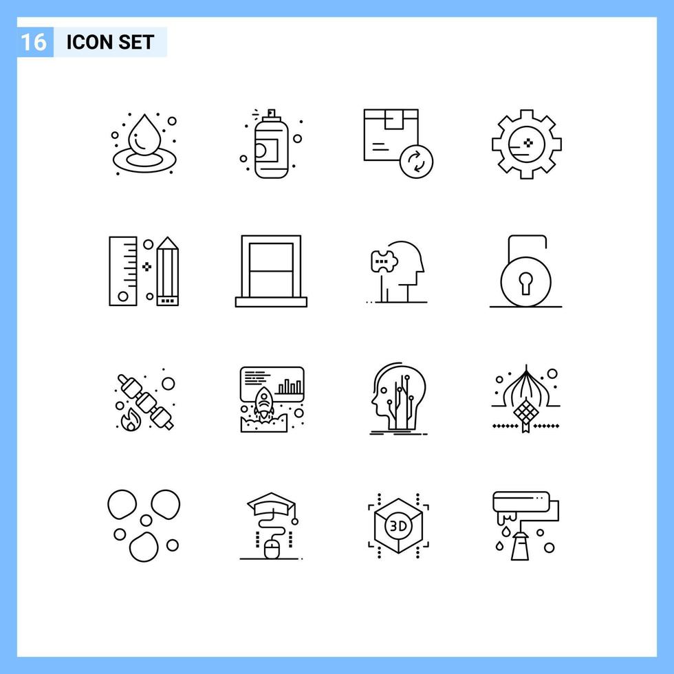 Stock Vector Icon Pack of 16 Line Signs and Symbols for development coding delivery chemistry gear Editable Vector Design Elements