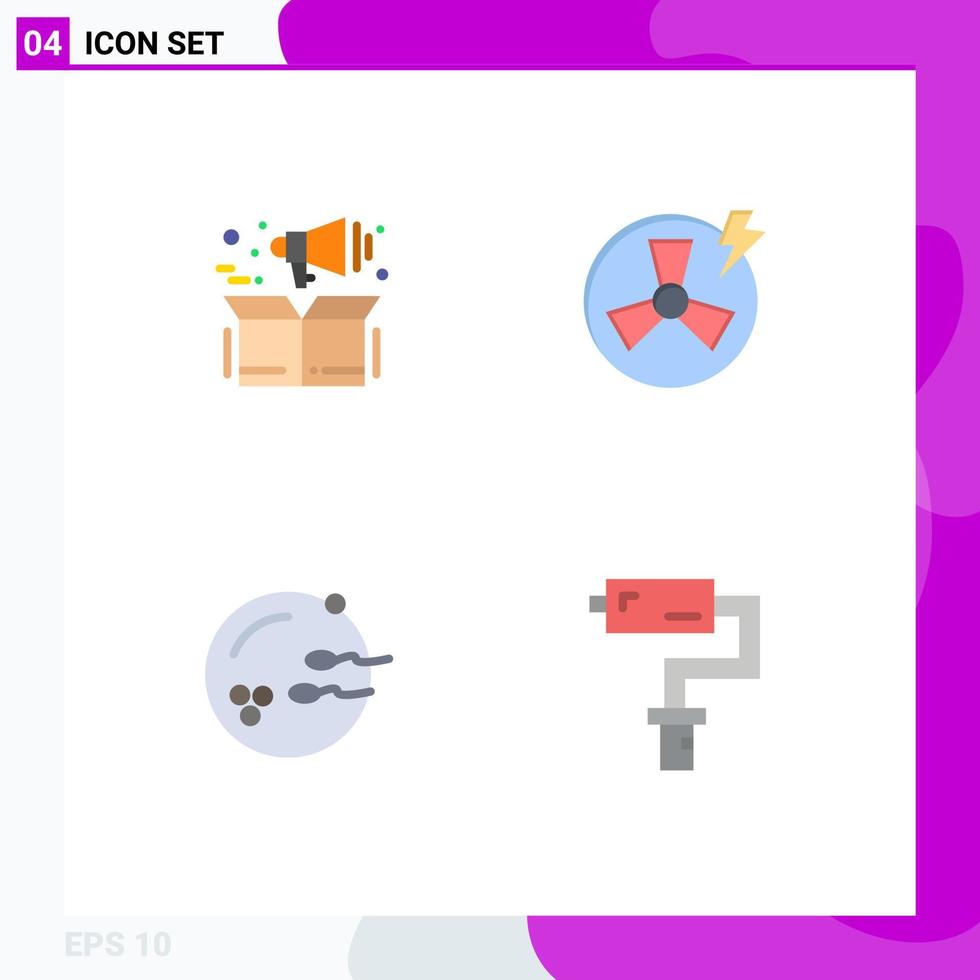 Set of 4 Modern UI Icons Symbols Signs for management procreation box energy sex Editable Vector Design Elements