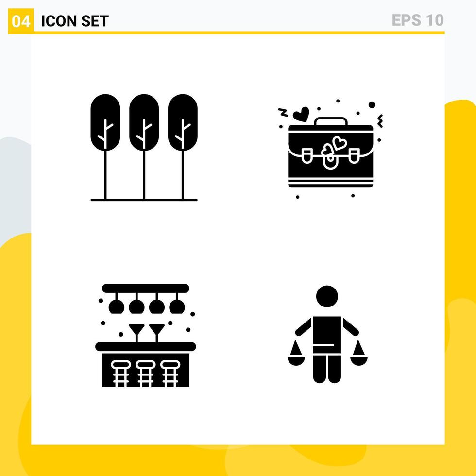 Collection of 4 Universal Solid Icons Icon Set for Web and Mobile vector