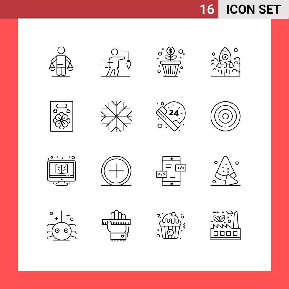16 Creative Icons Modern Signs and Symbols of startup rocket false launch money Editable Vector Design Elements