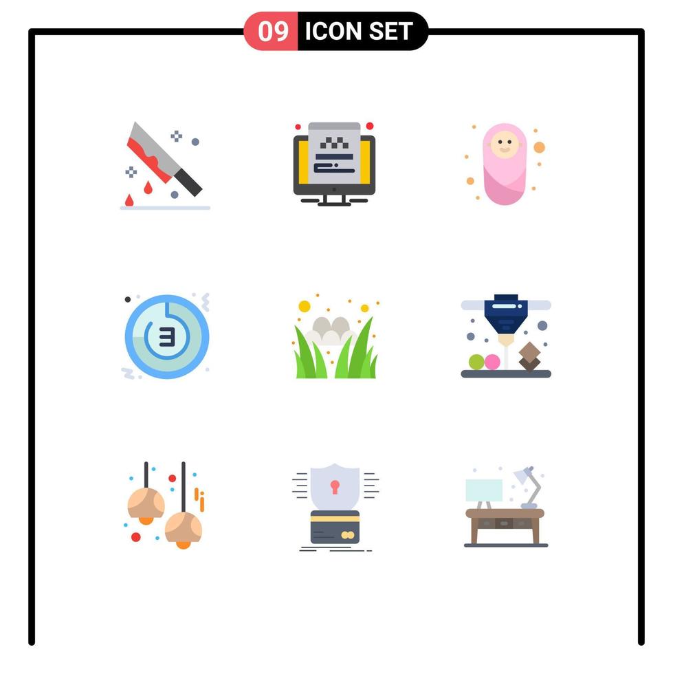 Stock Vector Icon Pack of 9 Line Signs and Symbols for stopwatch time screen timer protection Editable Vector Design Elements