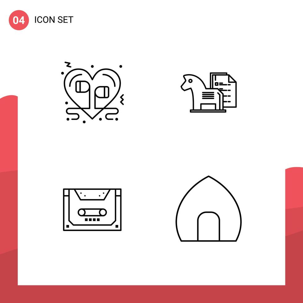 4 Line concept for Websites Mobile and Apps headphone finance music advantage analog Editable Vector Design Elements