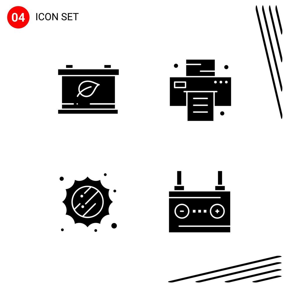 Collection of 4 Vector Icons in solid style Pixle Perfect Glyph Symbols for Web and Mobile Solid Icon Signs on White Background 4 Icons