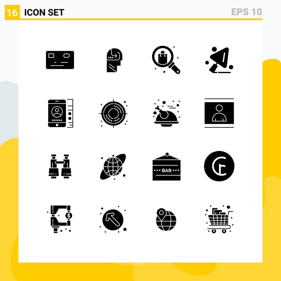Solid Glyph Pack of 16 Universal Symbols of service lmobile gift construction worker construction Editable Vector Design Elements