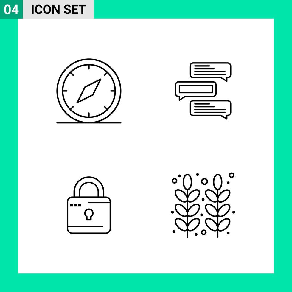 Pack of 4 Line Style Icon Set Outline Symbols for print Creative Signs Isolated on White Background 4 Icon Set vector