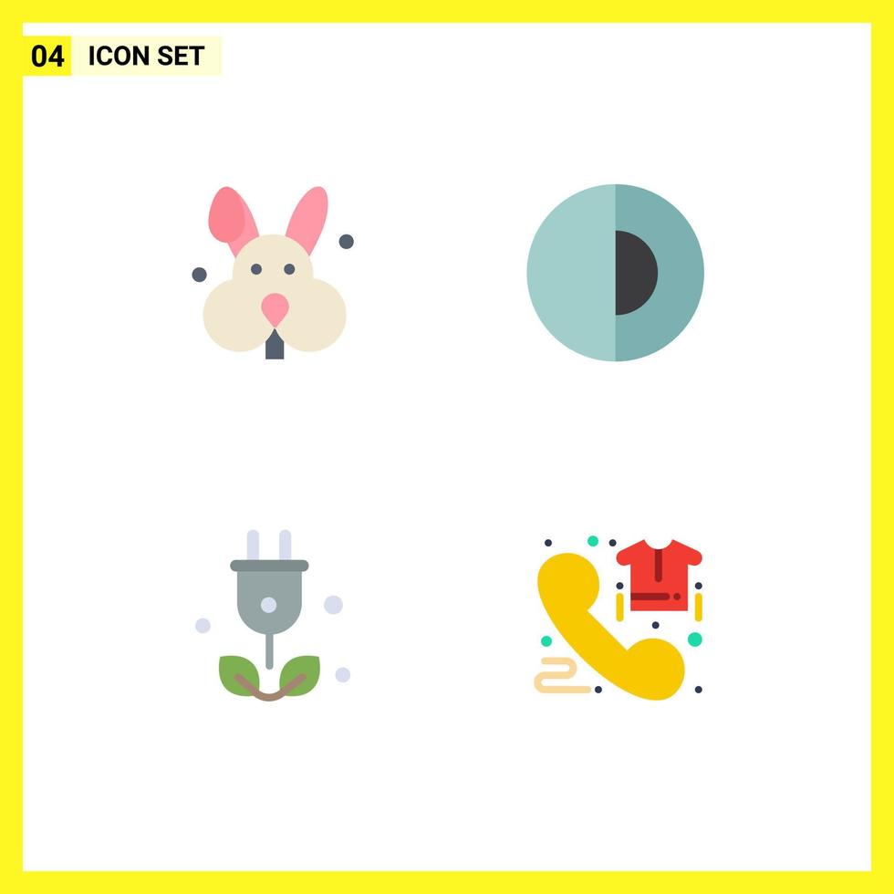 4 Universal Flat Icons Set for Web and Mobile Applications bynny green earth world call Editable Vector Design Elements