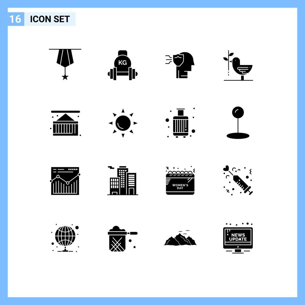 16 Creative Icons Modern Signs and Symbols of harmony dove kettlebell agreement security Editable Vector Design Elements