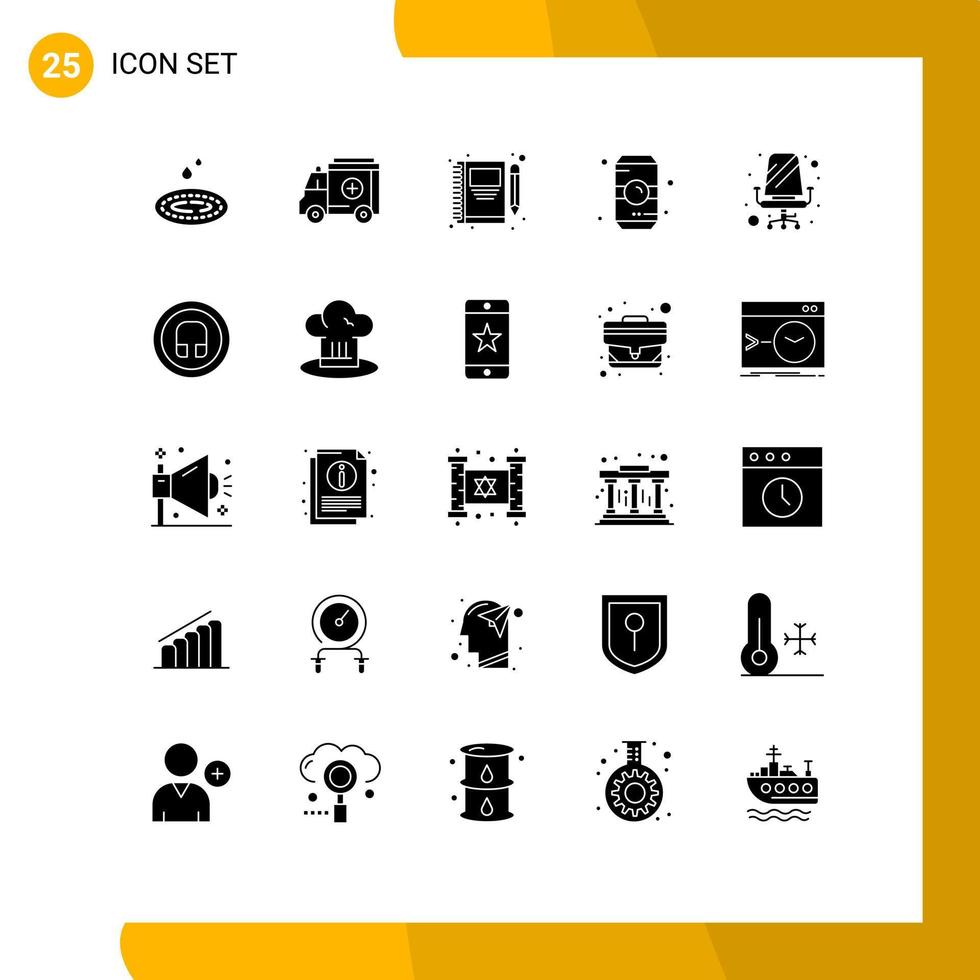 Stock Vector Icon Pack of 25 Line Signs and Symbols for chair drink note coffee bottle Editable Vector Design Elements